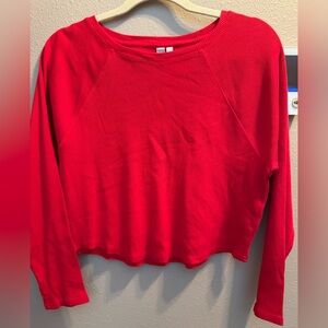 Zella Red Ribbed Long-Sleeve Crop Tee
